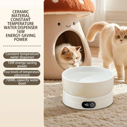 Heated Pet Bowl 4 Temperature Settings Automatic Pet Drinking Plate Thermal Heated Water Bowl for Chickens Ducks Birds Animals