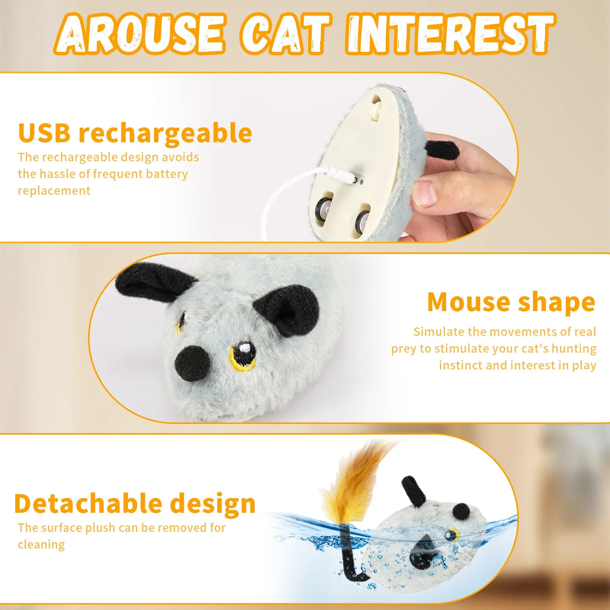 Rechargeable LED Moving Mouse Cat Toy - view 4