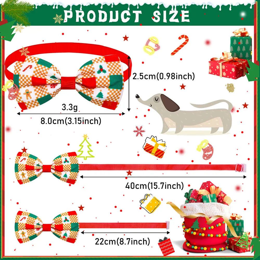 Christmas Plaid Bow Ties for Dogs and Cats, 20/40 Pack - view 2