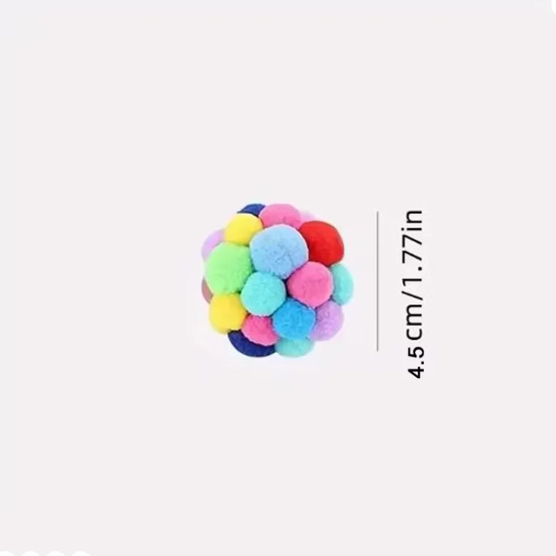 Cat interactive toy plush ball pet bouncy ball self-play ball boredom reliever cat teaser colorful yarn ball pet toy