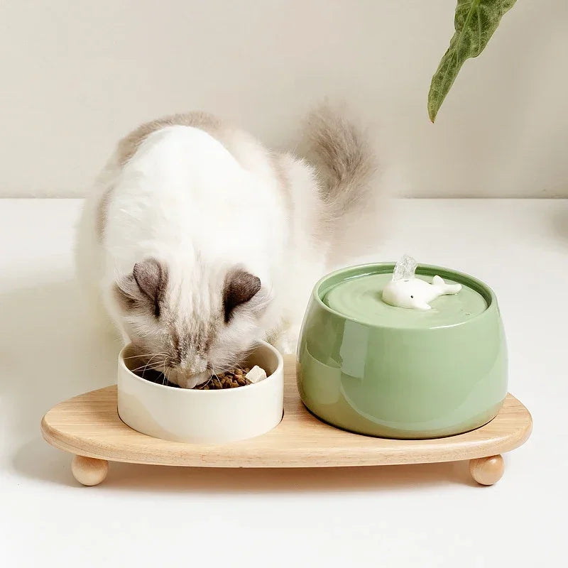 Ceramic Cat Water Fountain with Filter, 1.3L USB - view 2