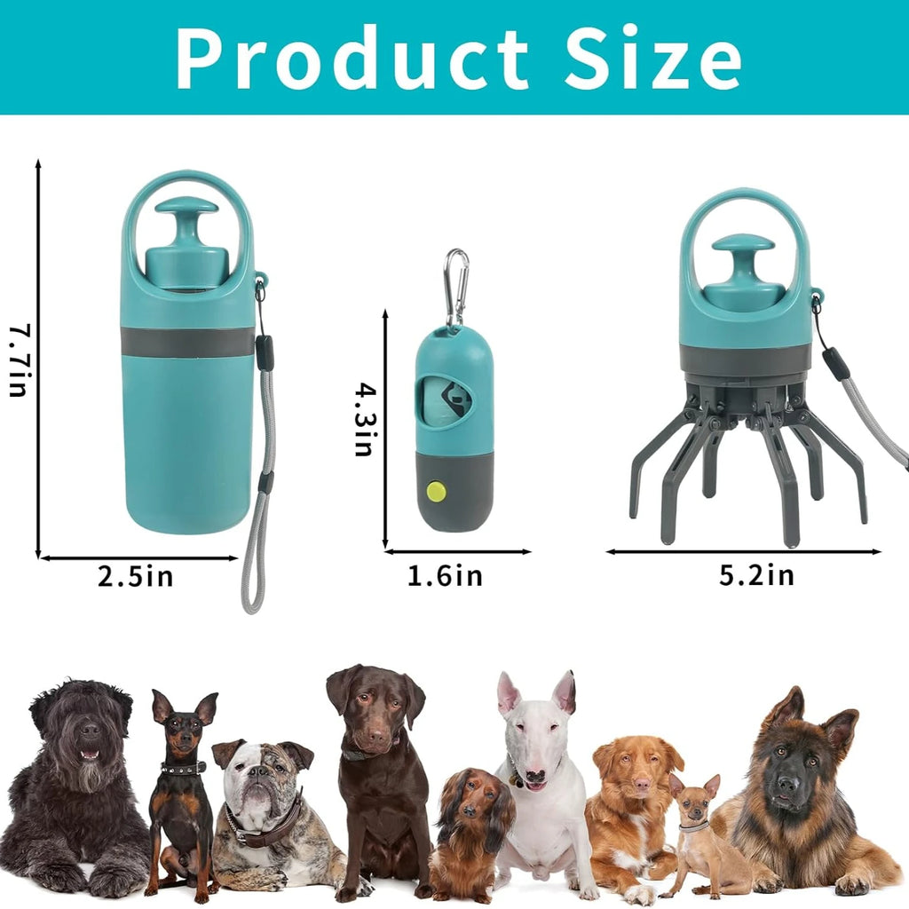 Dog Poop Scooper Set with LED Light and Bag Dispenser
