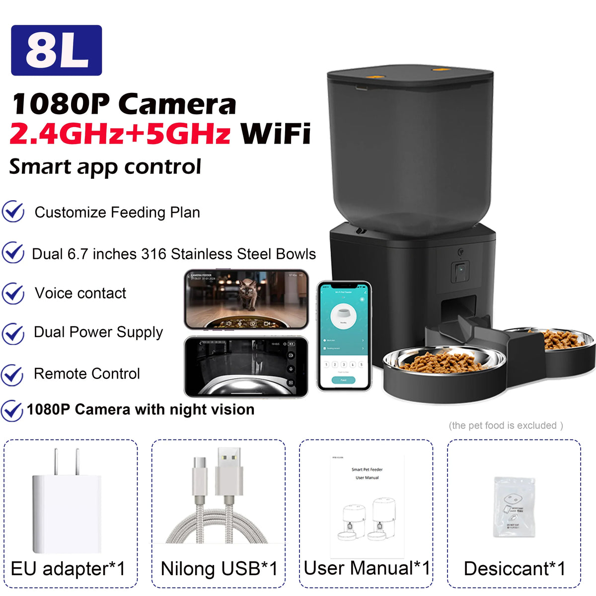 8L Automatic Cat Feeder with 1080p Camera and Wi-Fi - view 10