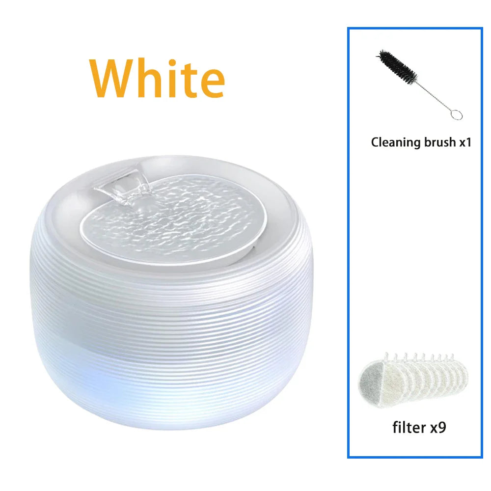 Smart Ultra Quiet Waterfall ﻿ 2.5L Cat Water Dispenser with Smart Pump Pet Water Fountain for Cats and Dogs Built-in LED Light