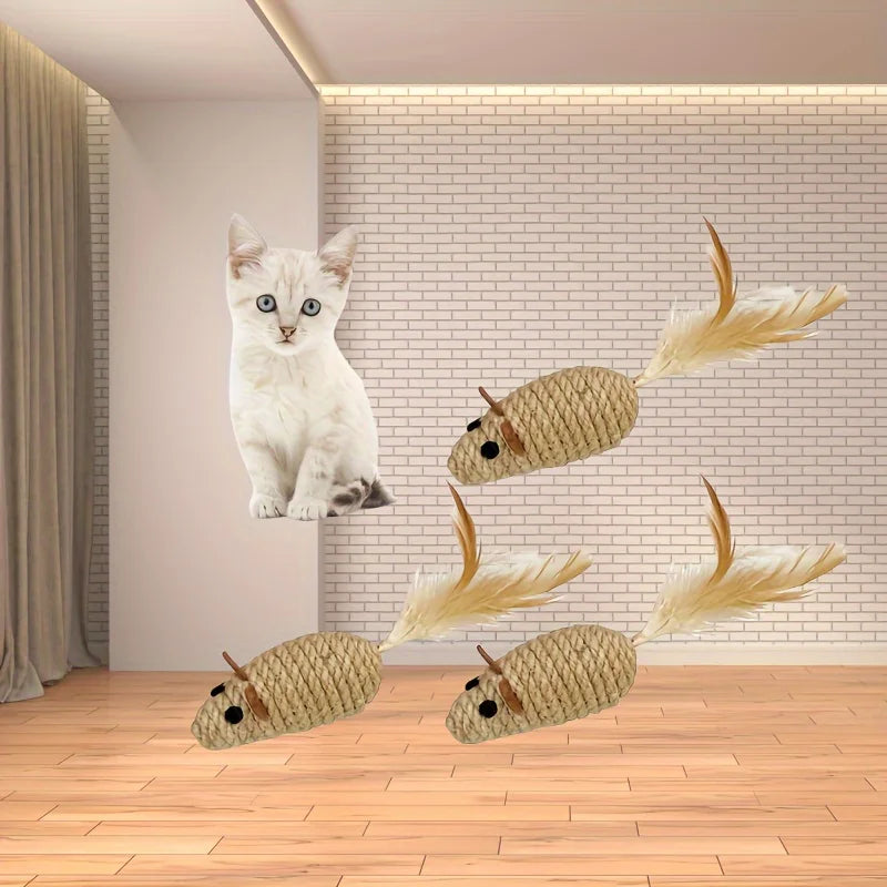 Sisal Mouse Cat Toys, 1/4 Pack - view 4