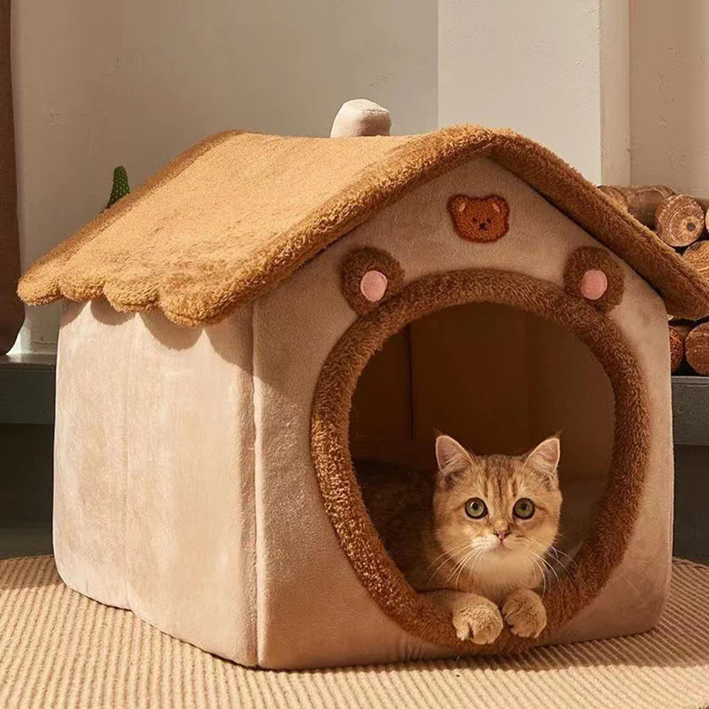 Teddy Bear Enclosed Winter Bed for Cats and Dogs - view 4