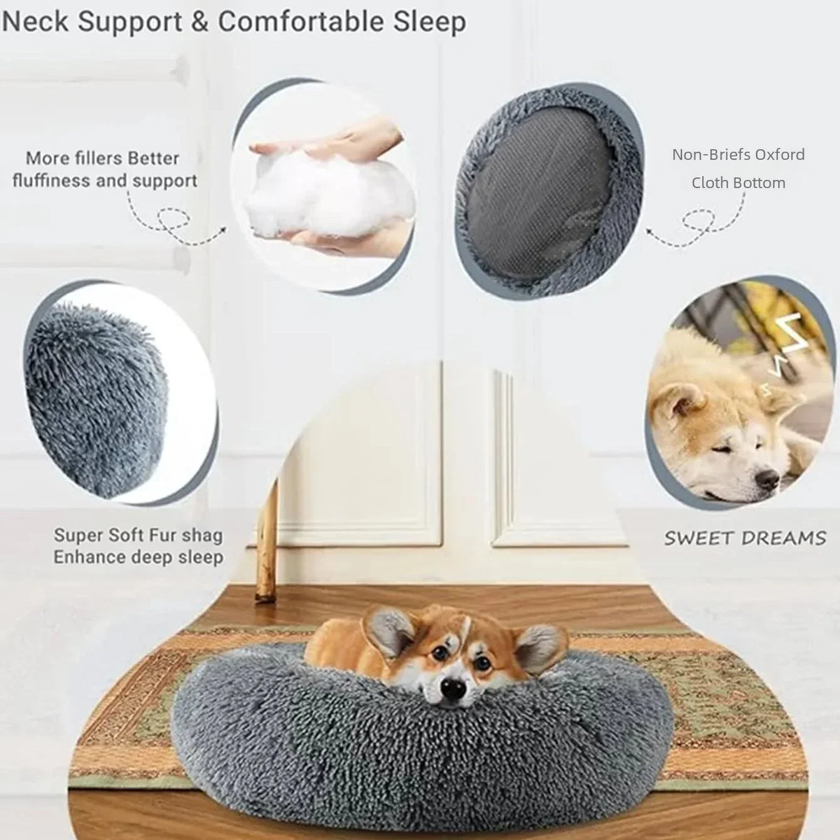 Super Soft Round Plush Dog Bed, 6 Sizes - view 4