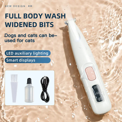 Portable Dog Paw Trimmer with Led Light - Pets Nail Grinder Shaver Clipper - Rechargeable Cordless Nail Grooming Tools for Cats