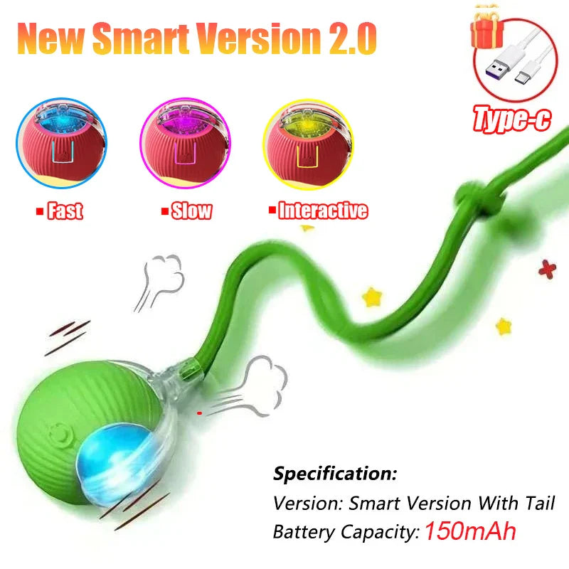 Rechargeable Rolling Ball Cat Toy with Faux Tail - view 20