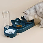 3-in-1 Tilted Cat Food Bowl Set with Gravity Water Feeder - view 2