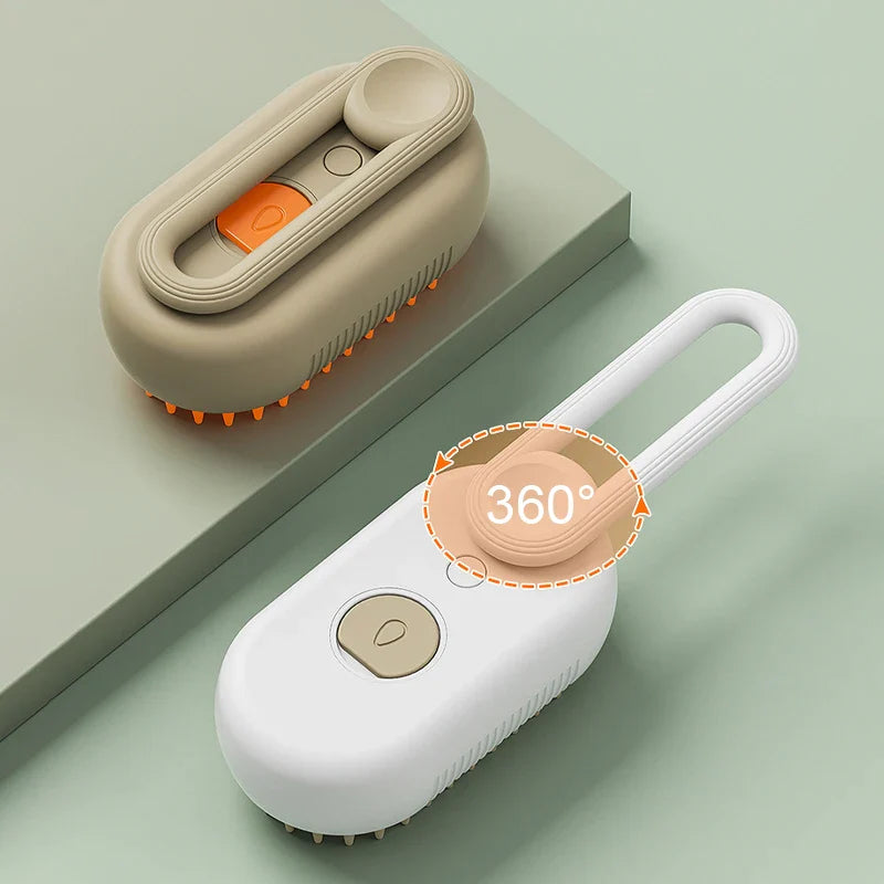 Steamy Brush Electric Spray Cat Hair Brush 3in1 Pet Hair Removal Tool 360° Rotating Handle Silicone Multifunctional Massage Comb