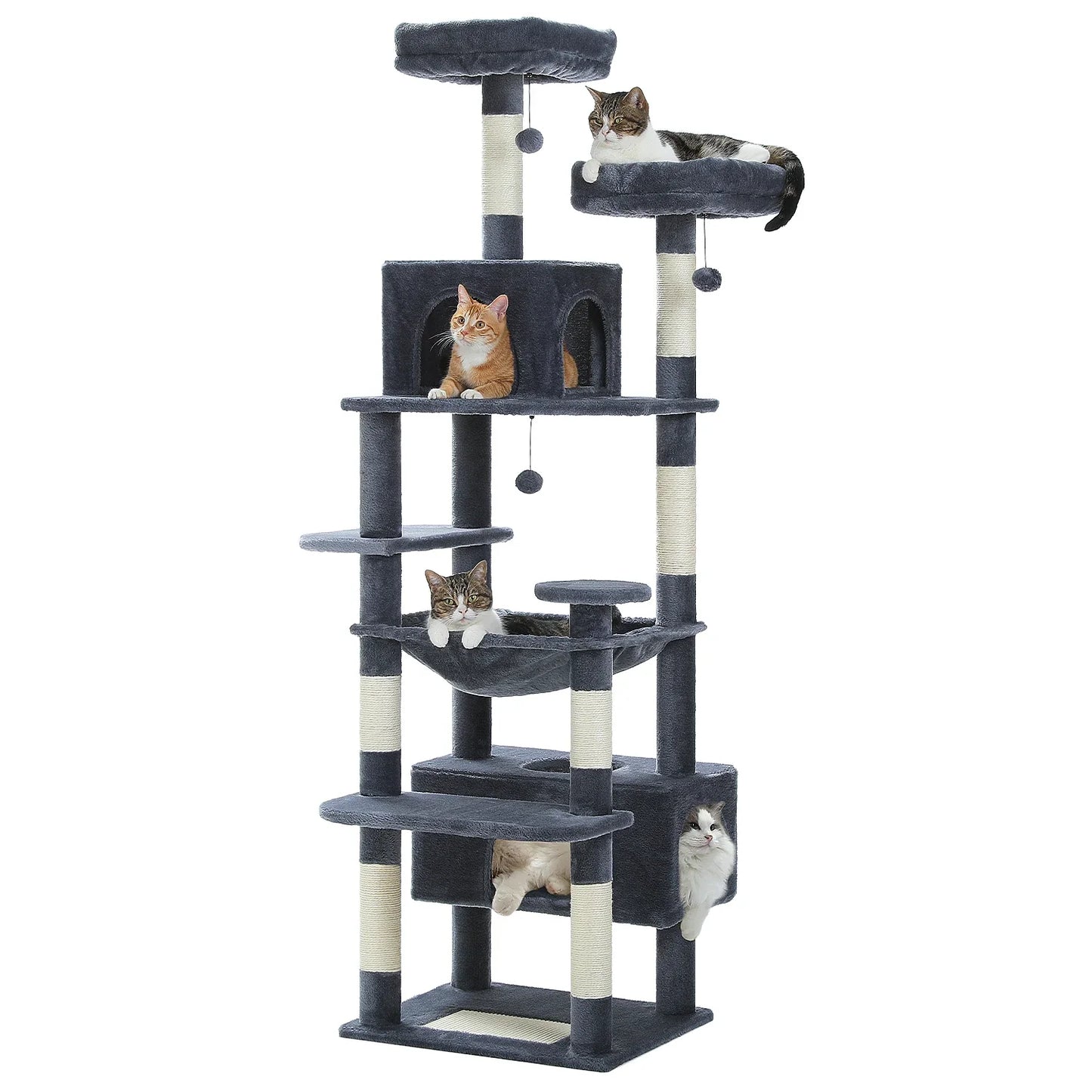 Large Cat Tree and Tower for Indoor Cats With Sisal-Covered Scratching Posts Spacious Hammock Padded Perches and Condos Cat Toys