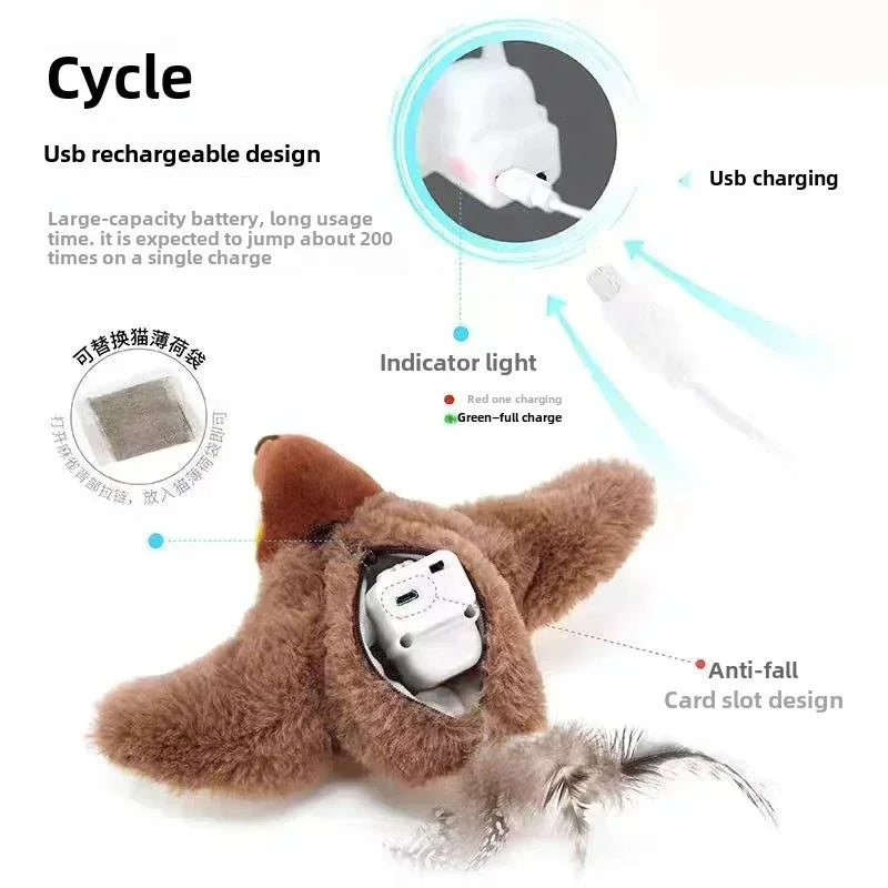 Rechargeable Flapping Bird Cat Toy with Catnip - view 5