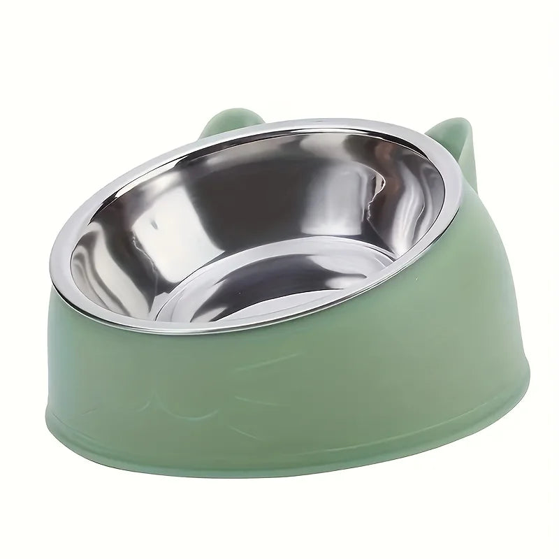Elevated Tilted Stainless Steel Cat Bowl with Ear Stand - view 11