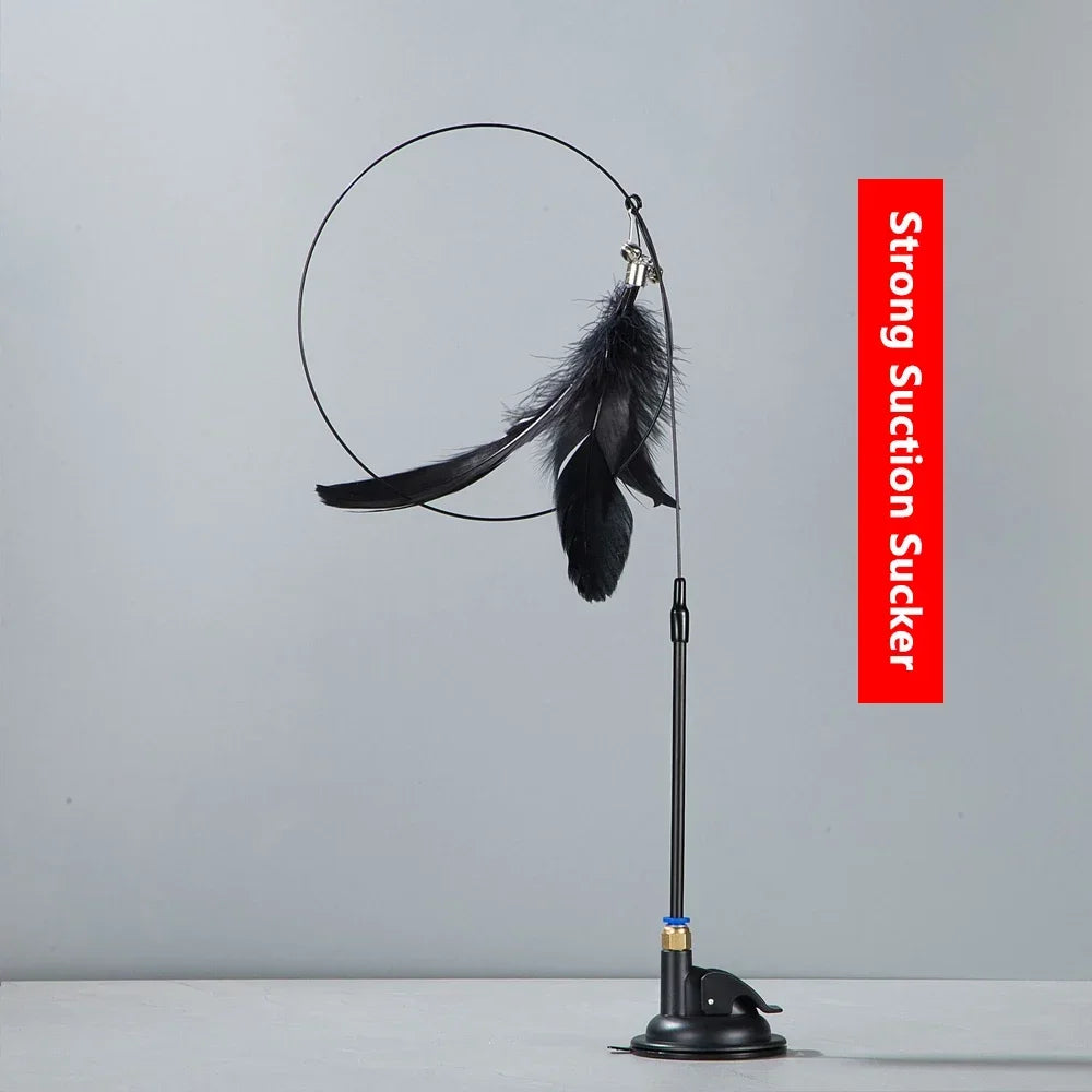 Suction Cup Cat Teaser Wand Toy with Bell and Feather - view 12
