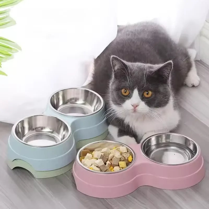 Stainless Steel Double Bowl Feeder for Dogs and Cats - view 2
