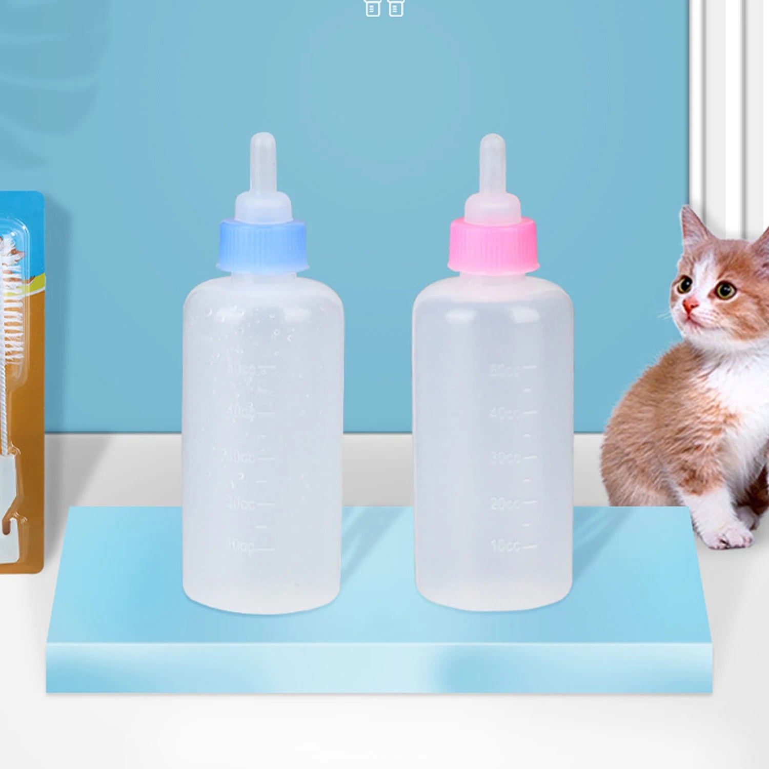 Silicone Pet Milk Bottle Feeding Set, 60ml