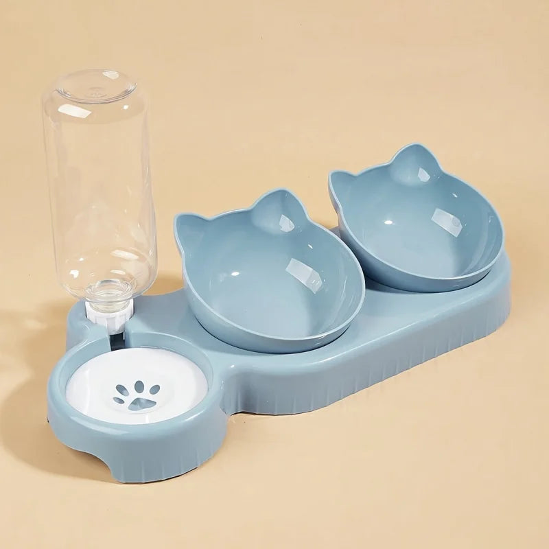 3-in-1 Tilted Pet Water and Food Bowl