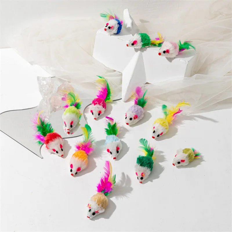 Rainbow Feather Mouse Cat Toy