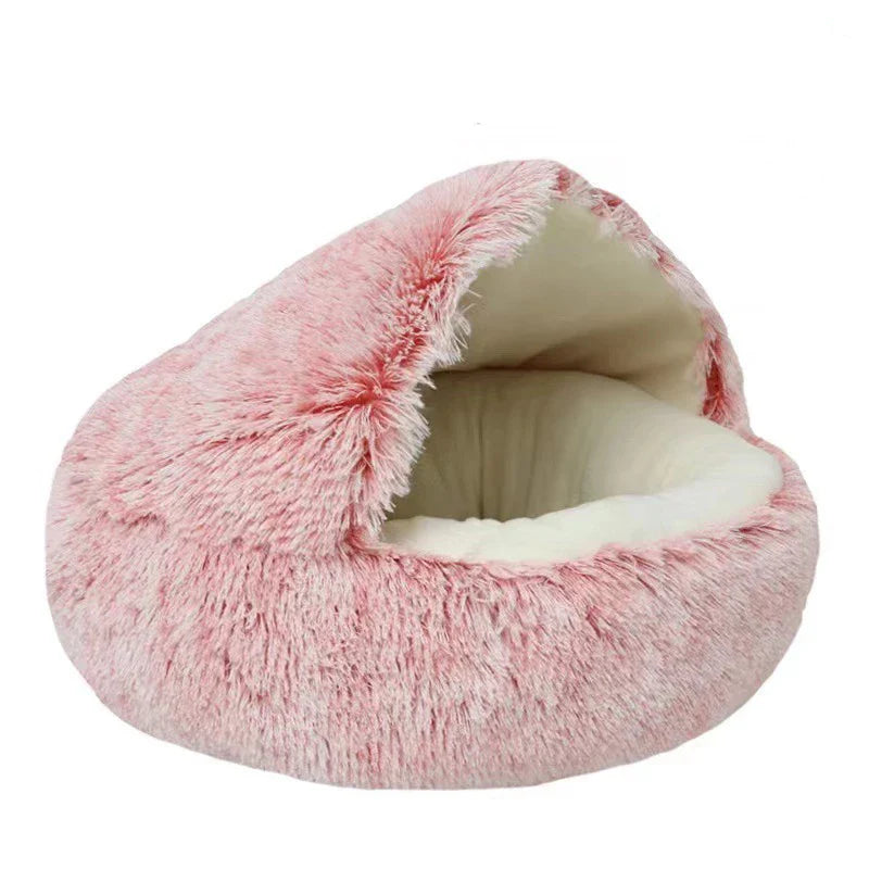 Round Plush Cave Bed with Cover for Cats and Small Dogs - view 7