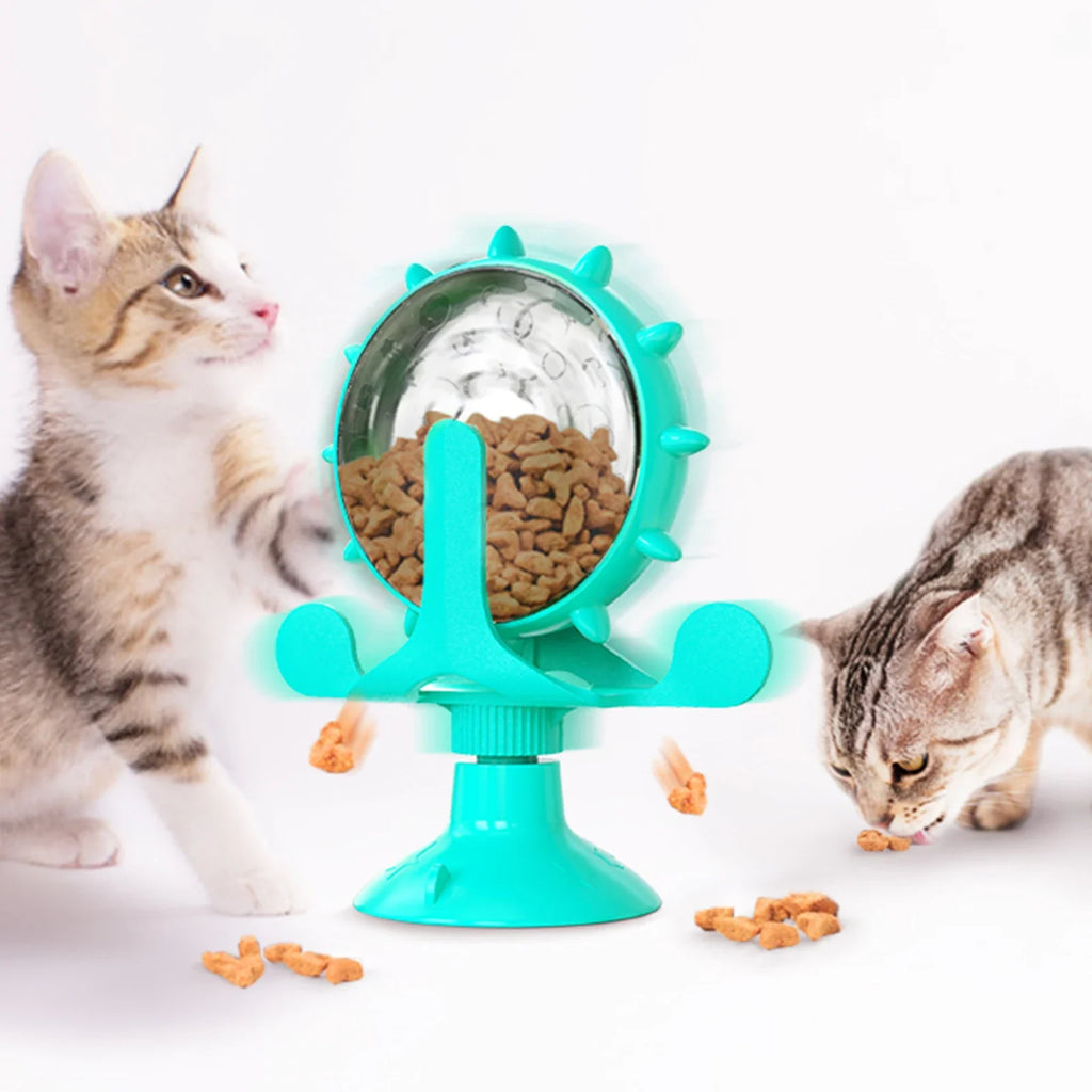 Rotating Treat Wheel Slow Feeder Toy for Cats and Small Dogs