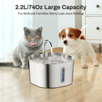 ZYFeeder Stainless Steel Cat Water Fountain, 2.2L