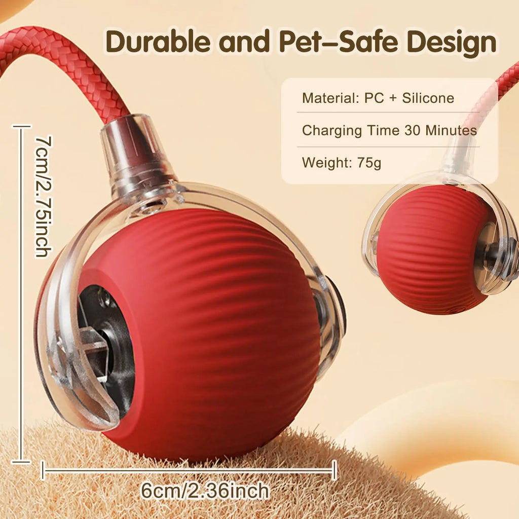 Rechargeable Smart Rolling Ball Cat Toy with Tail