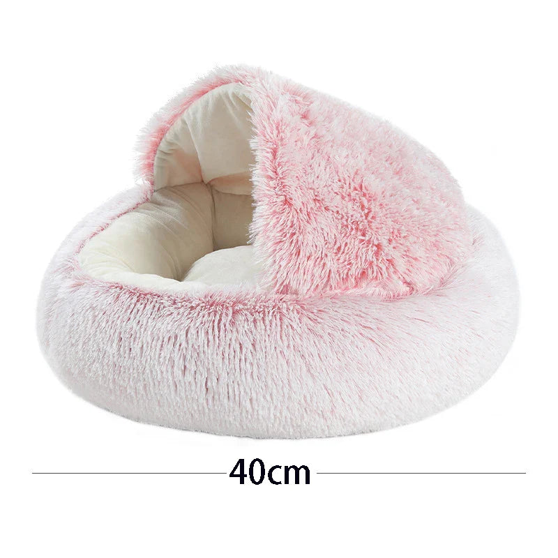 Round Plush Cave Bed with Cover for Cats and Small Dogs - view 6