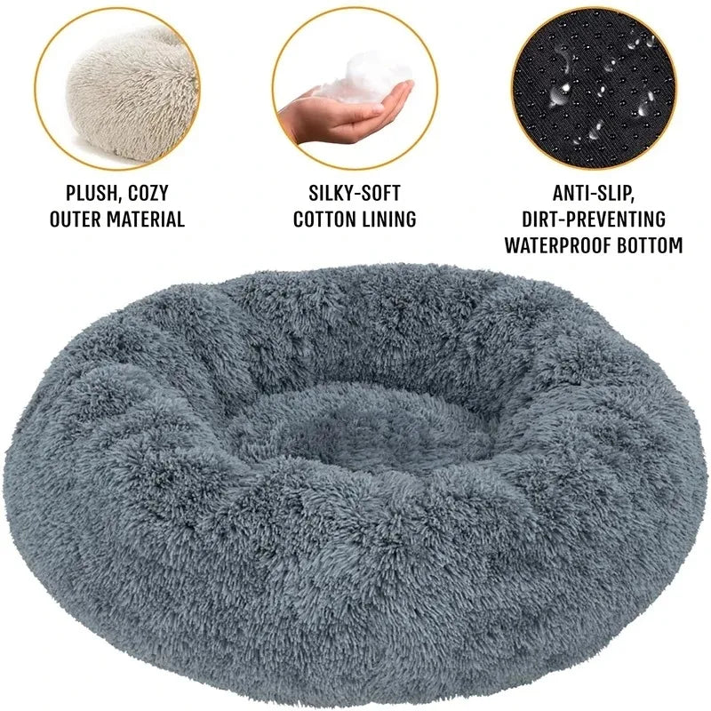 Washable Round Plush Basket Bed for Dogs and Cats - view 2