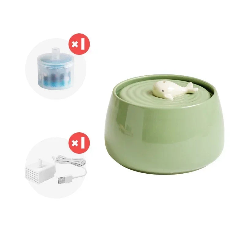 Ceramic Cat Water Fountain with Filter, 1.3L USB - view 6