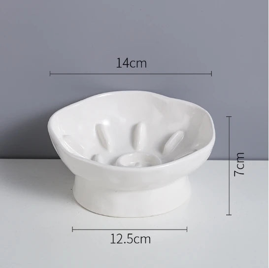 Elevated Ceramic Slow-Feed Cat Bowl
