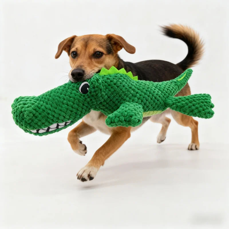 Large Squeaky Plush Crocodile Dog Toy