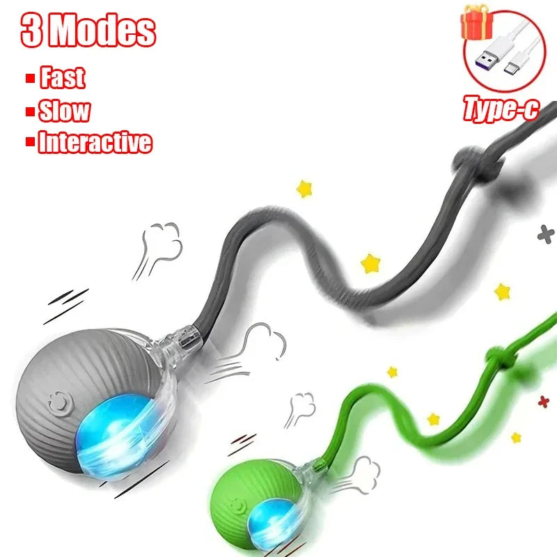 1~3pcs Cat Interactive Ball Toy Automatic Rolling Ball Tail Rechargeable Smart Pet Electric Toy Dog Cat Training Imitate Mouse