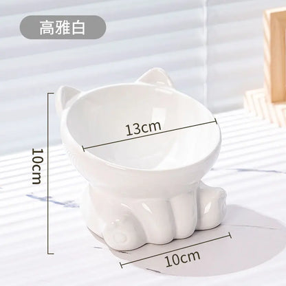 Cat Bowl Pet Accessories Ceramic Diagonal High Feet Cute Protection Cervical Spine Dog Bowl Drink Water Bowl Pet Supplies