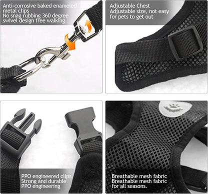 Cat Harness Vest Walking Lead Leash For Puppy Dogs Collar Polyester Adjustable Mesh Dog Harness For Small Medium Pet Accessories