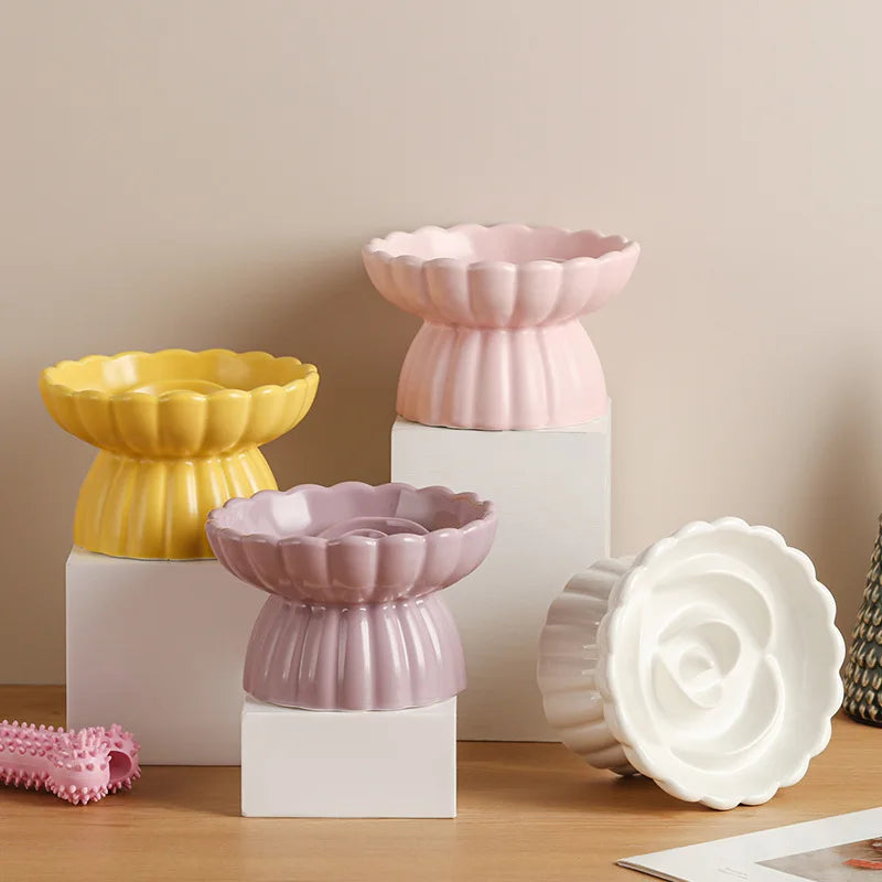 Elevated Ceramic Slow-Feed Cat Bowl