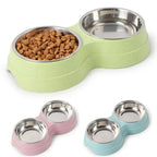 Stainless Steel Double Bowl Feeder for Dogs and Cats