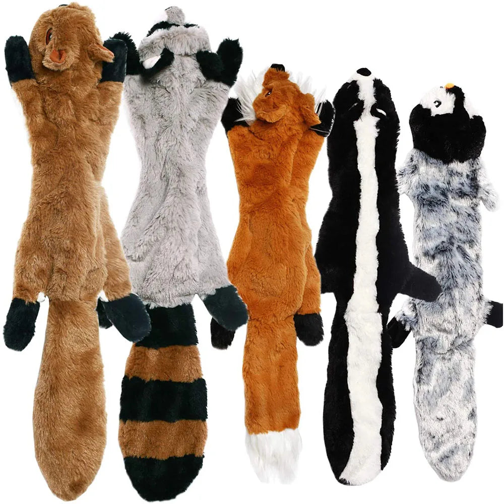 Stuffing-Free Squeaky Crinkle Animal Dog Toy