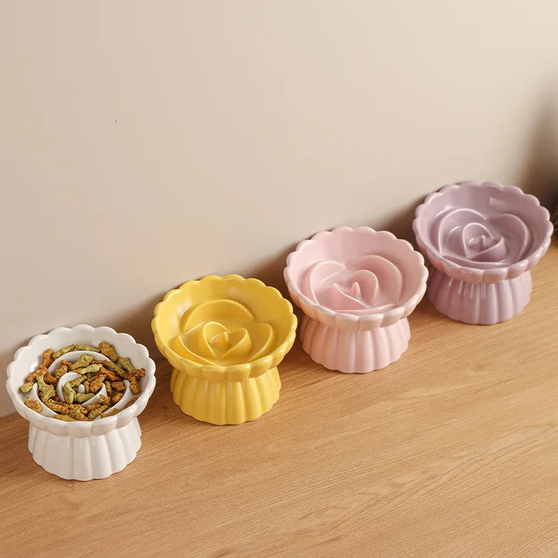 Elevated Ceramic Slow-Feed Cat Bowl