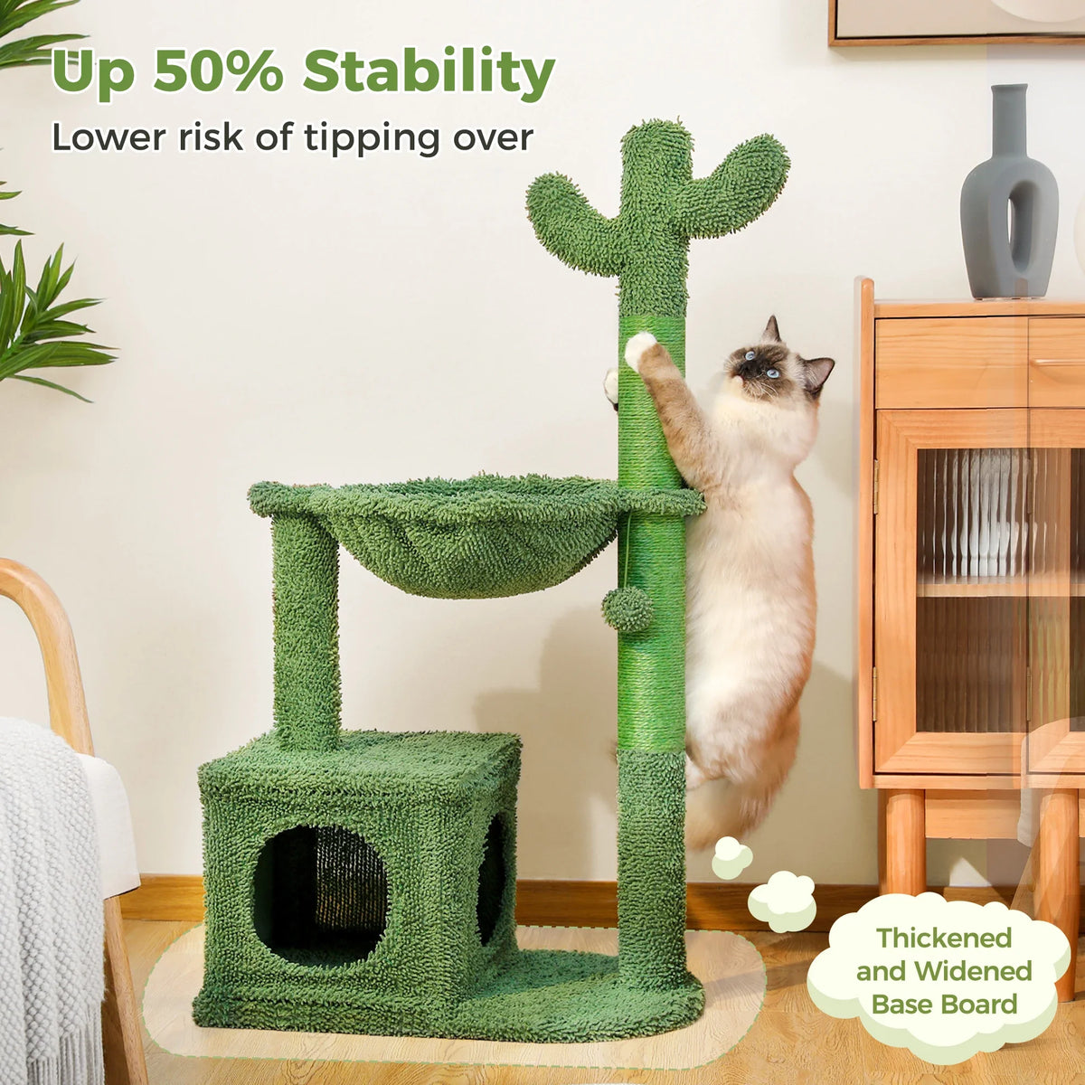 Cactus Cat Tree with Condo, Hammock and Scratching Post - view 2