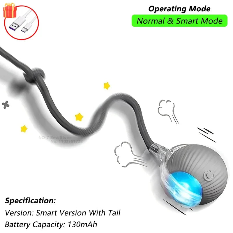 Rechargeable Smart Rolling Ball Cat Toy with Tail - view 9