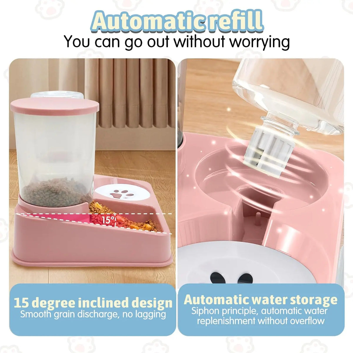 2-in-1 Tilted Gravity Food and Water Feeder for Cats - view 4
