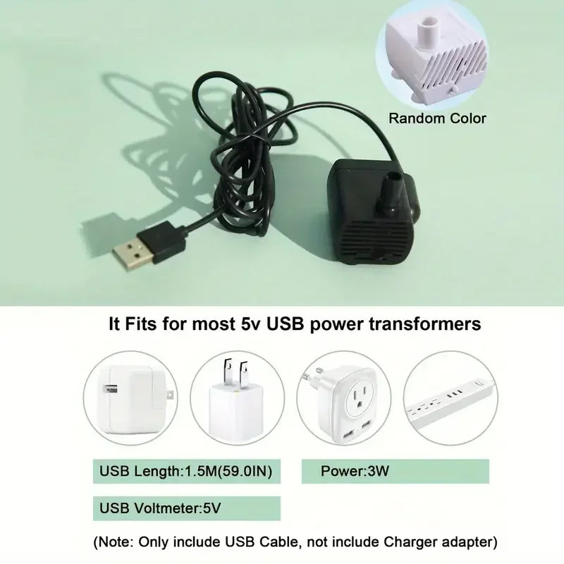 Silent USB Cat Water Fountain with Filter, 1.2L - view 6