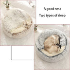 Round Plush Cave Bed with Cover for Cats and Small Dogs - view 3