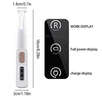 Portable Dog Paw Trimmer with Led Light - Pets Nail Grinder Shaver Clipper - Rechargeable Cordless Nail Grooming Tools for Cats