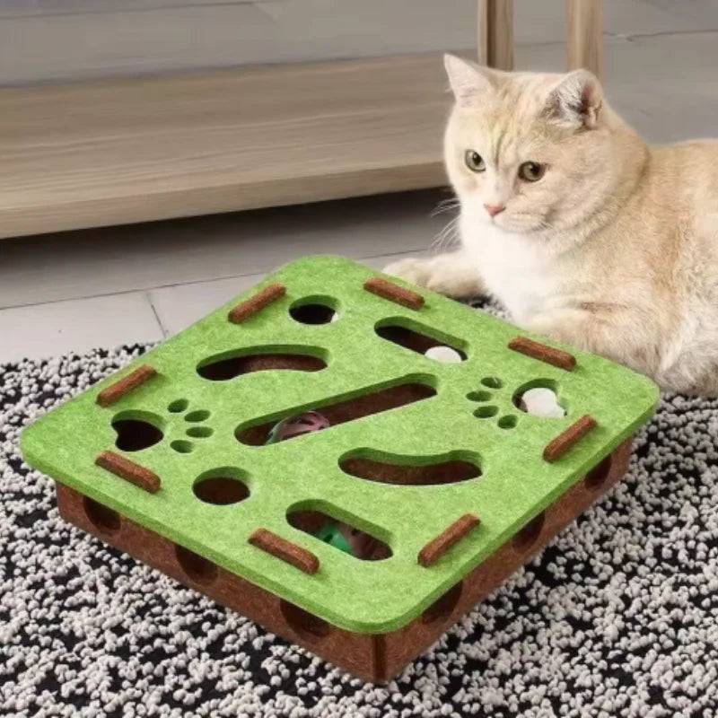 Felt Maze Puzzle Box Cat Toy with Bell Balls - view 6