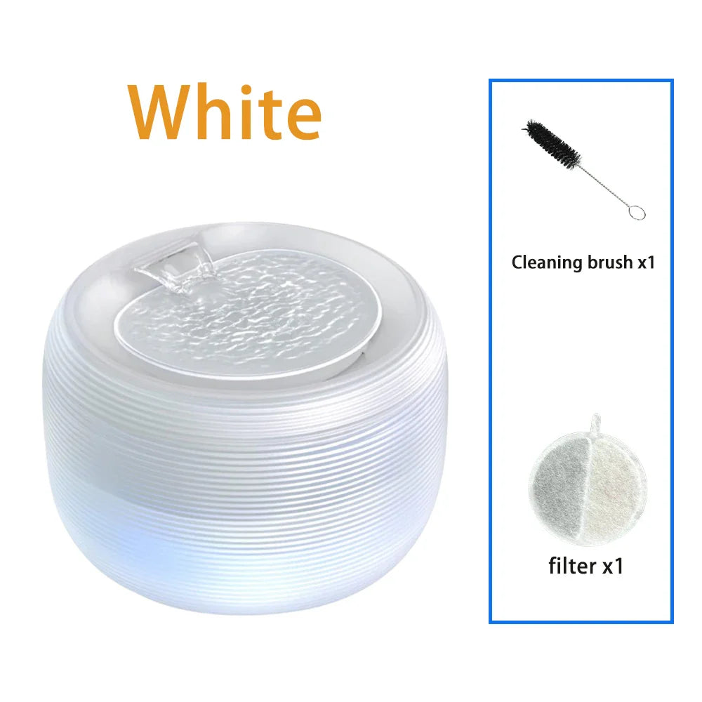 Smart Ultra Quiet Waterfall ﻿ 2.5L Cat Water Dispenser with Smart Pump Pet Water Fountain for Cats and Dogs Built-in LED Light