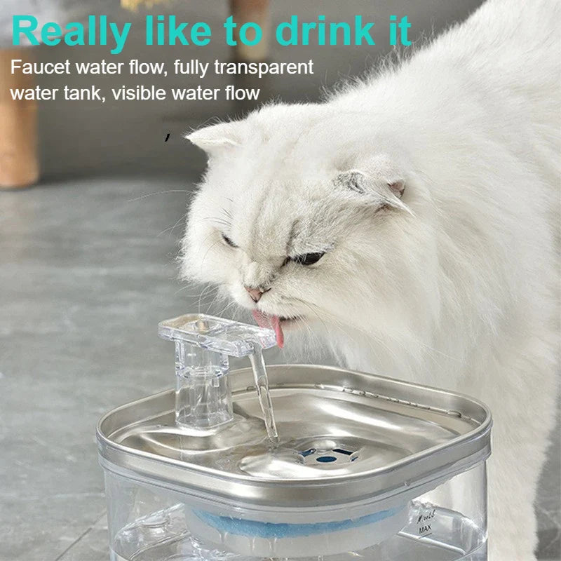 Wireless Stainless Steel Cat Water Fountain with Sensor