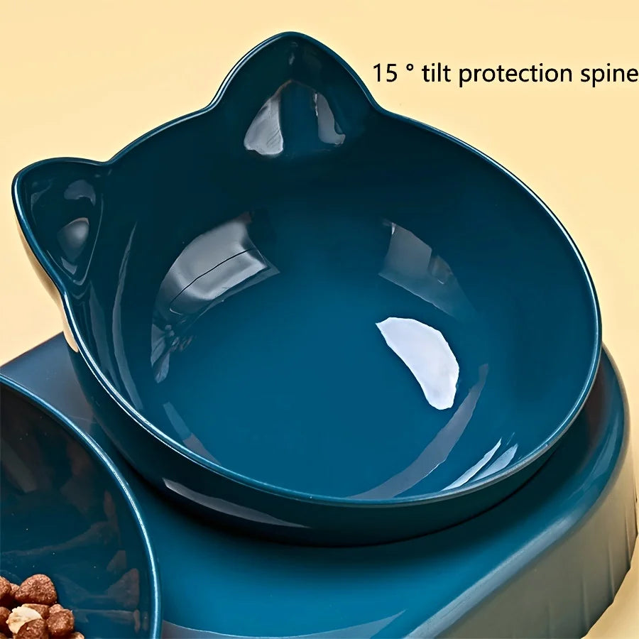 3-in-1 Tilted Cat Food Bowl Set with Gravity Water Feeder - view 4