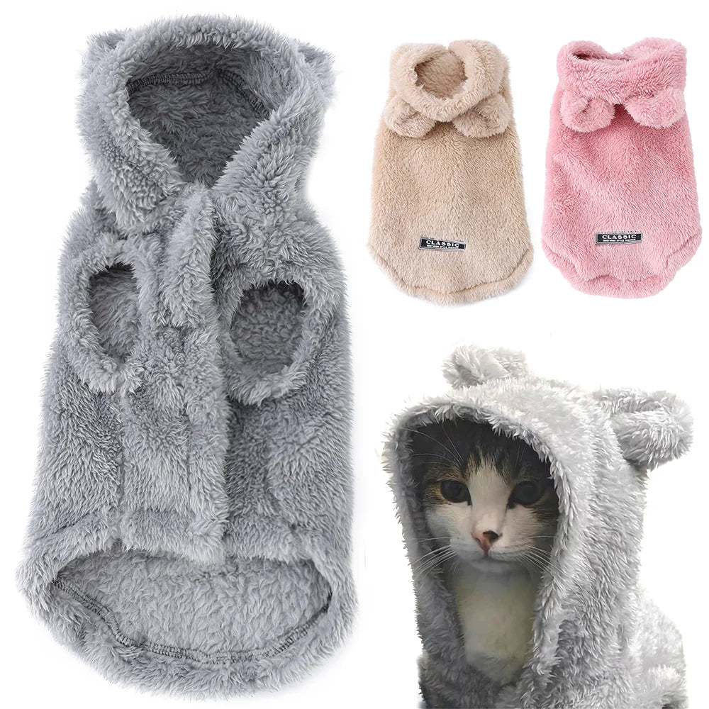 Autumn Winter Cat Clothes Soft Warm Cute Kitten Sweater Pet Fleece Costume For Small Medium Dogs Cats Kitty Sphynx Hoodies Coat